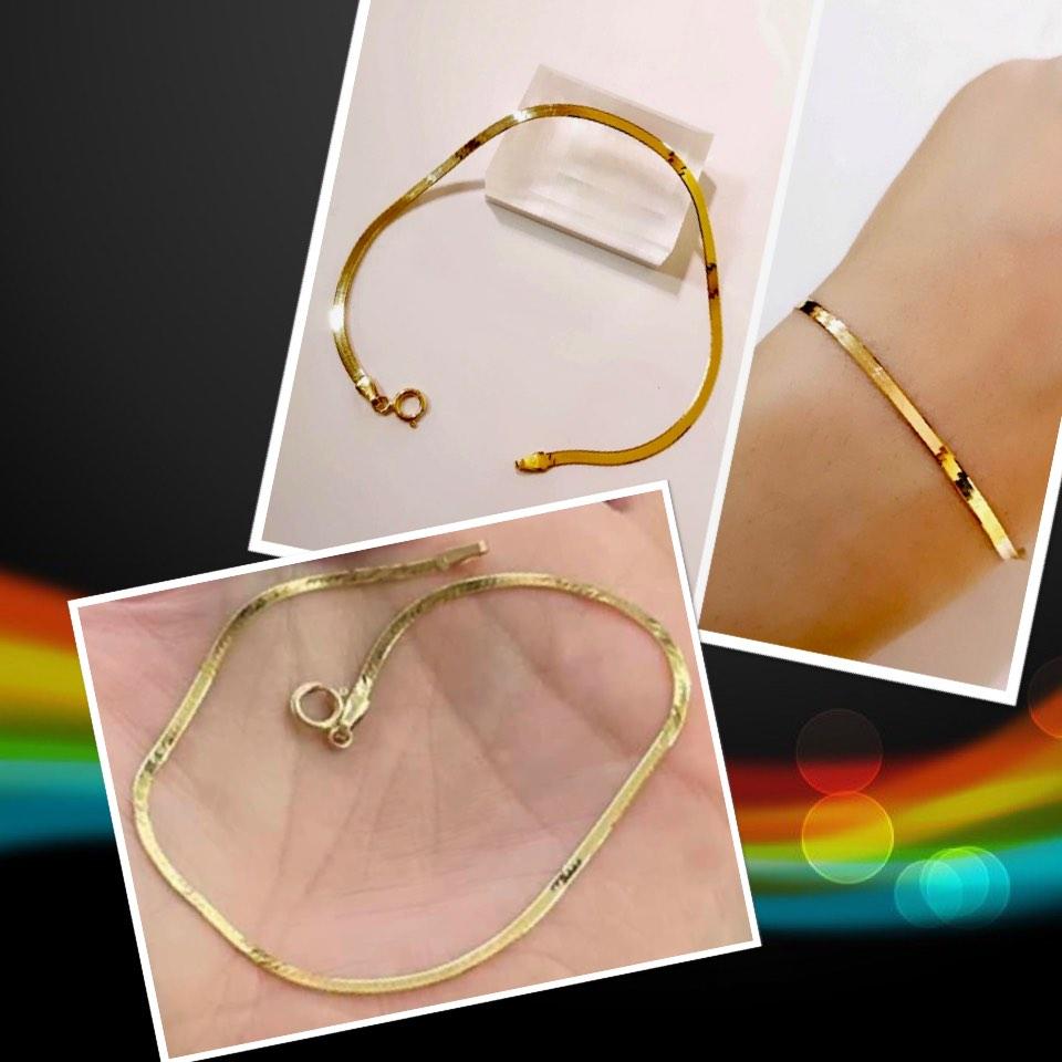 18K Genuine Gold Flat Bracelet 18.5cm est