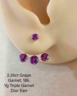 2.26 Carat Grape Garnet in 18K YG Triple Garnet Dior Earring