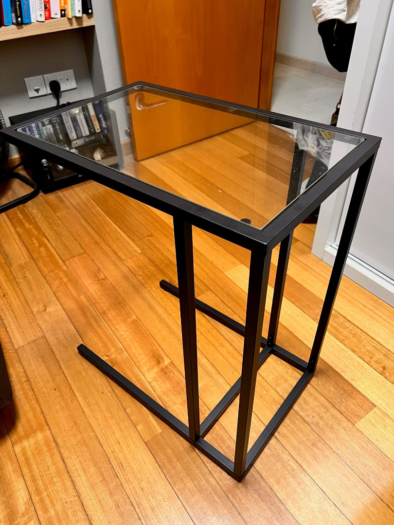 2 x Side table, Metal Frame, Glass top, Furniture & Home Living