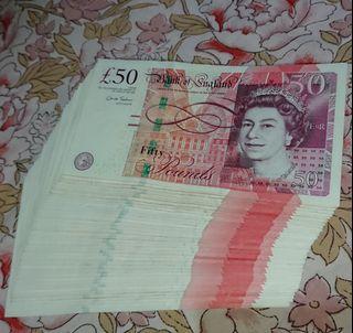 32張 舊版英鎊紙幣鈔票 paper notes banknotes £50 (共£1600)