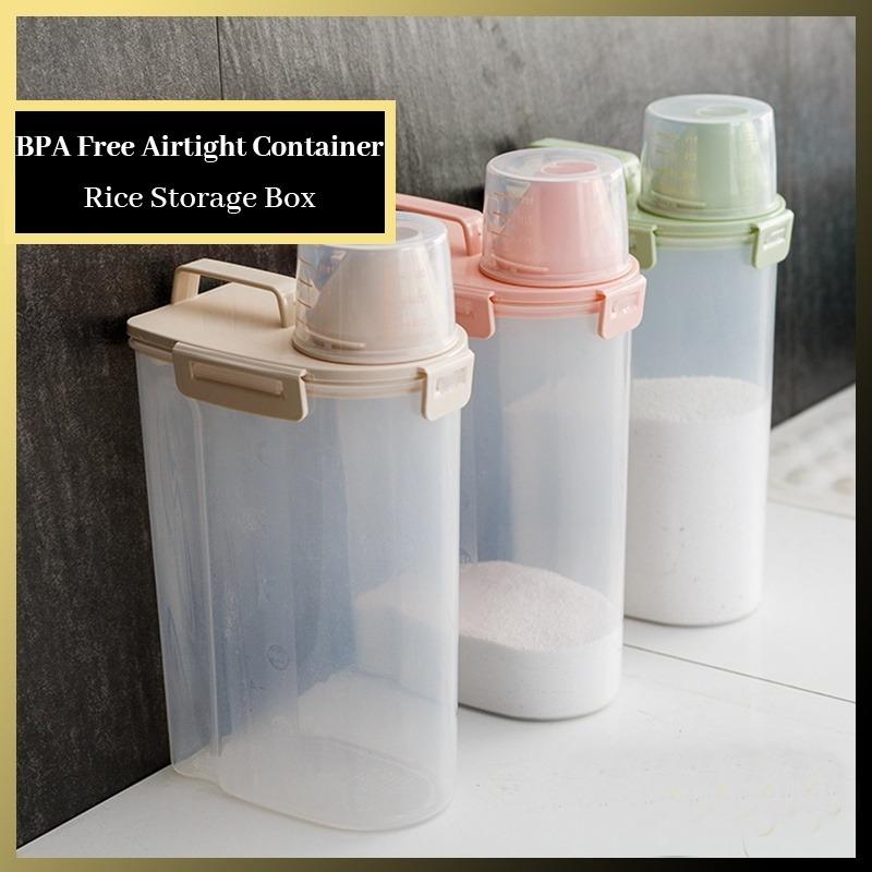 3L Rice Airtight Container 4 Buckles Dry Food Cereal Storage Box BPA ...