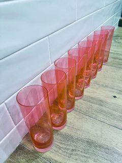 8pc Krosno Poland Glassware Pink