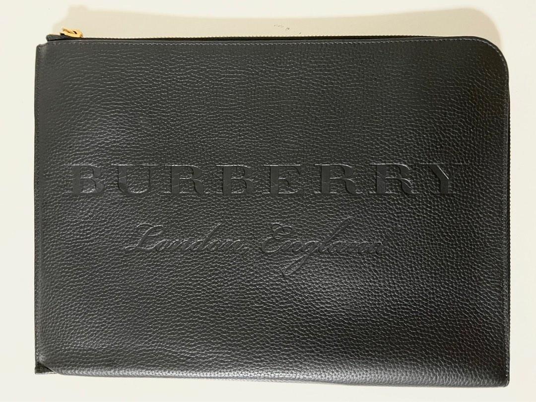 Burberry Embossed Logo Document Case Zip Pouch