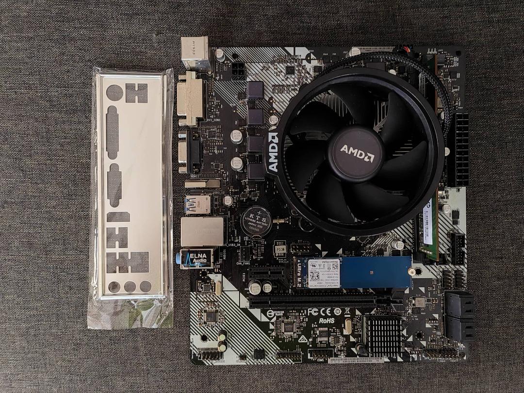 AMD RYZEN 3 2200g A320m 256GB NVME 8GB RAM combo set