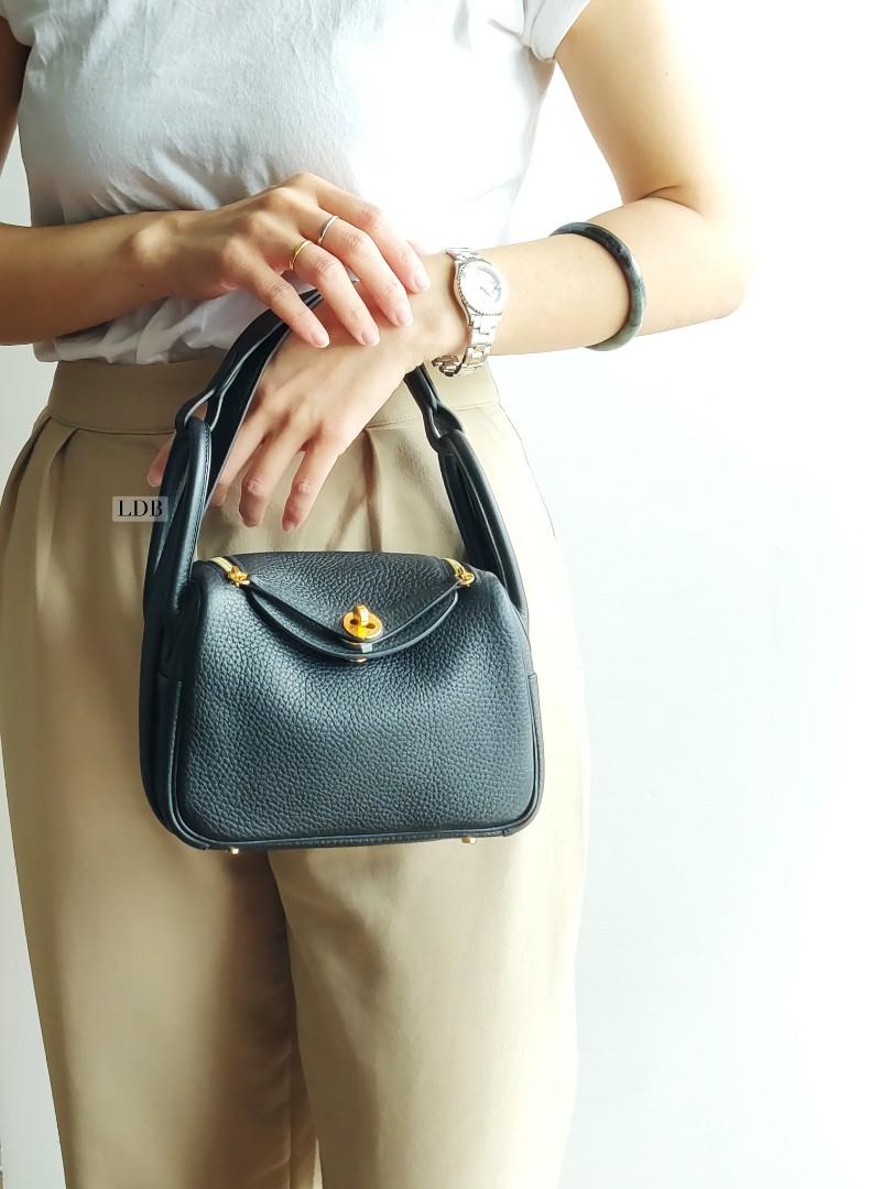 HERMES MINI LINDY BLACK CLEMENCE GHW STAMP Y