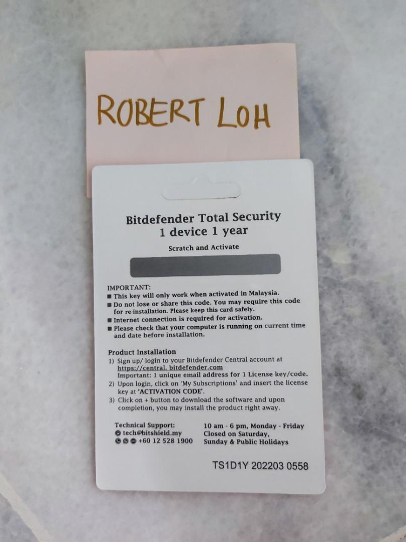 Bitdefender total security 1 year activation key, Computers ...