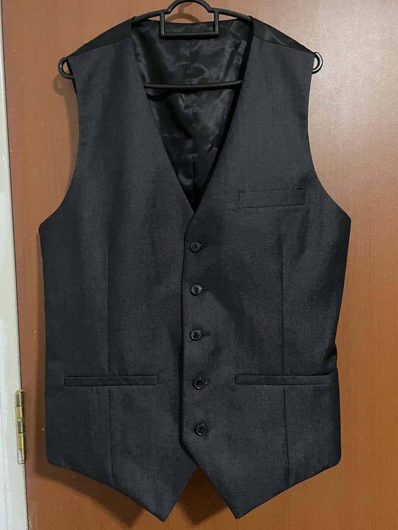 Black Formal Vest (M), Men's Fashion, Tops & Sets, Vests on Carousell