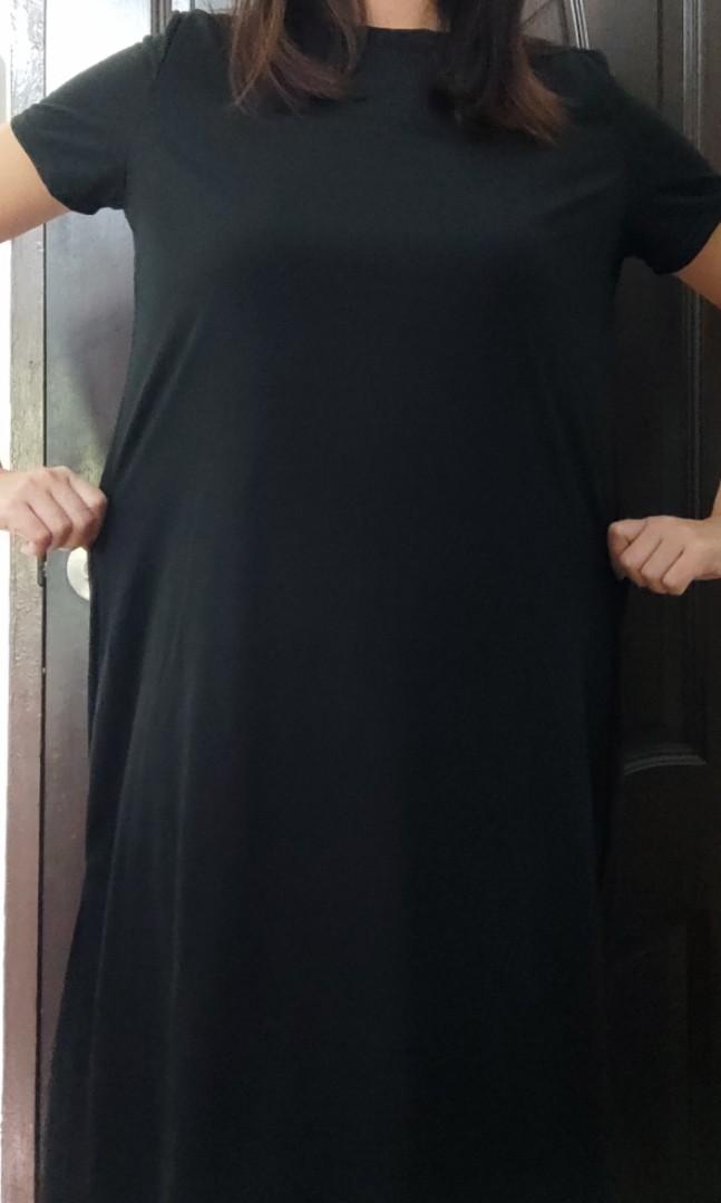 Black Tee Shirt Dress, Women's Fashion, Dresses & Sets, Dresses on