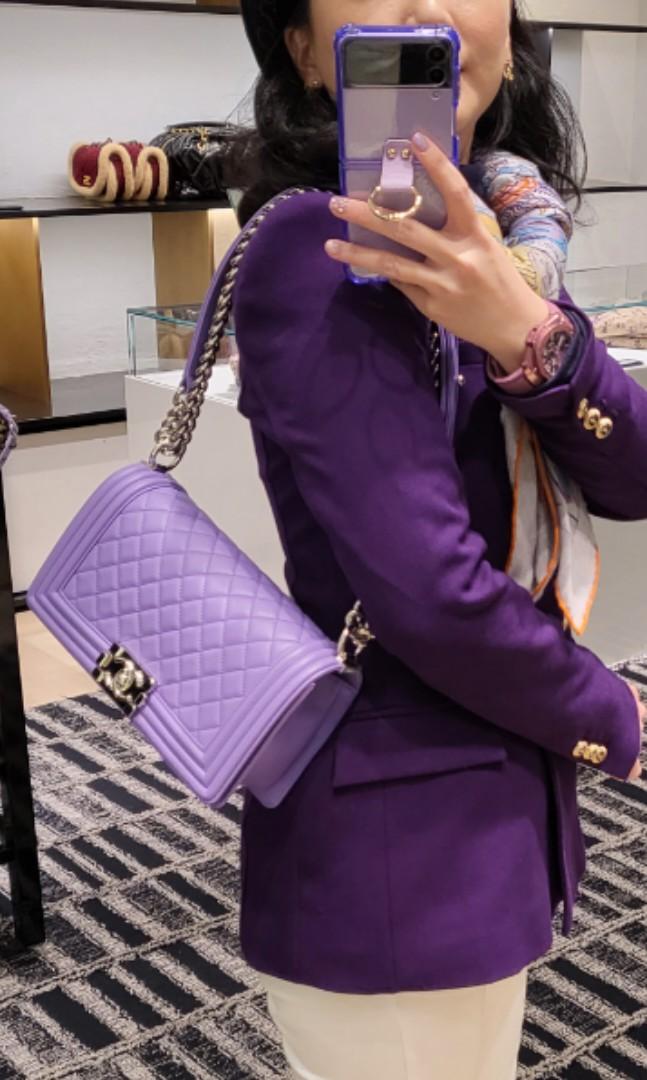 Chanel boy purple sales