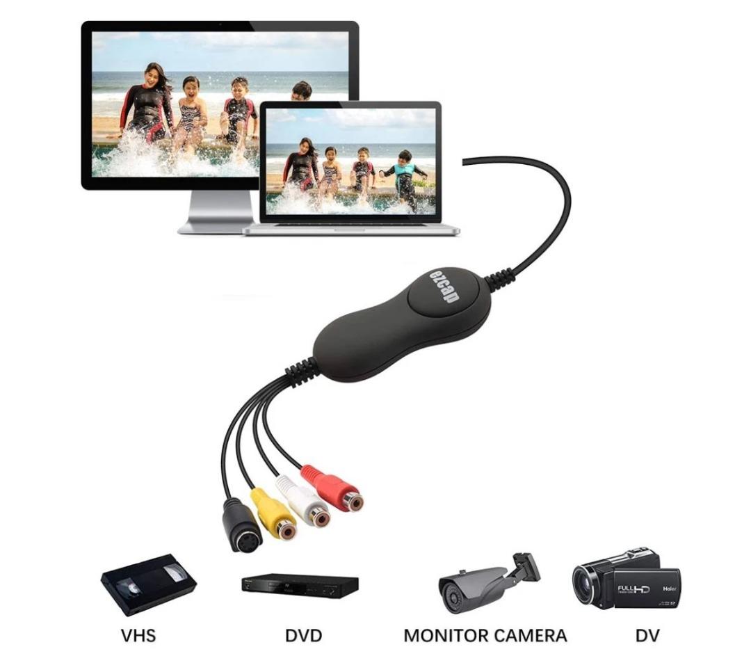 USB VIDEO CAPTURE CONVERTER ANALOG TO DIGITAL VHS S-VIDEO V8 PC WINDOWS  NTSC PAL