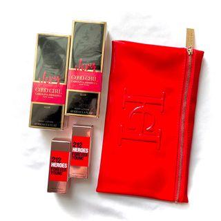 Carolina Herrera Very Good Girl Glam Perfumed Body Lotion, 212 Heroes Forever Young For Her EDP & PU Leather Makeup Pouch with Gold Zip