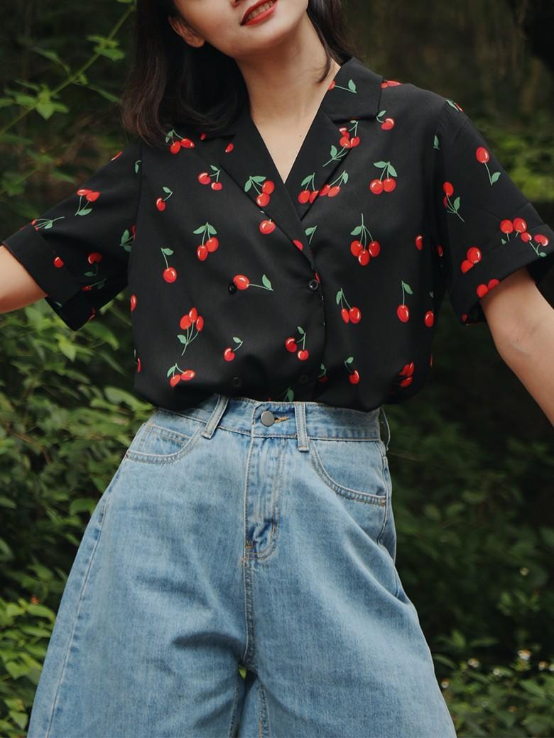 Cheri Jersey Blouse in Black