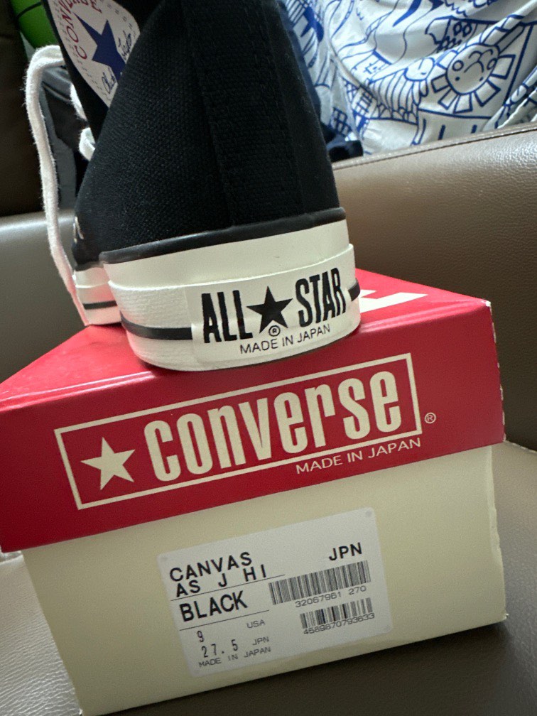 Converse Japan canvas HI black MADE IN JAPAN 日本制, 男裝, 鞋, 波