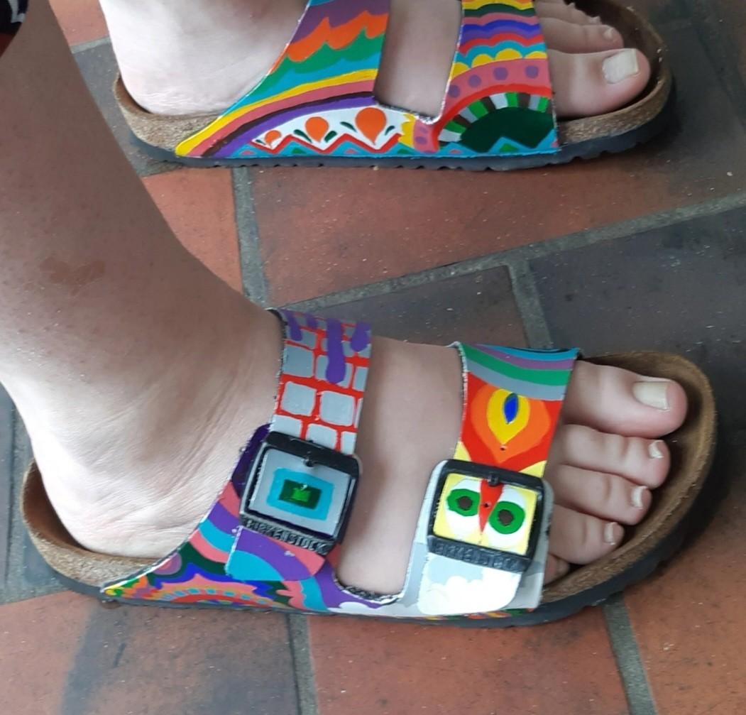 Custom painted birkenstock, Women's Fashion, Footwear, Sandals on Carousell