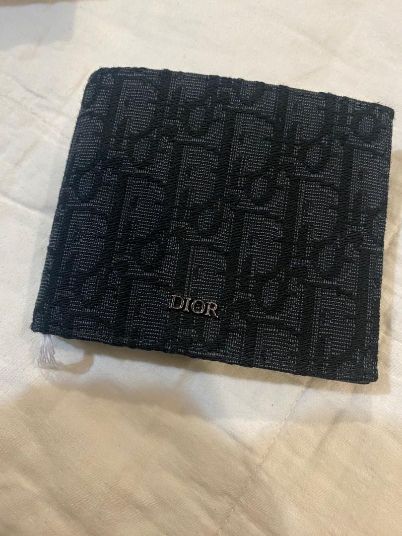 Compact Wallet Deep Gray Smooth Calfskin Marquetry with Dior Signature   DIOR