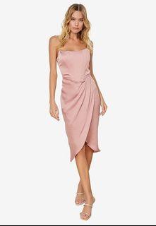 Draped Cocktail Midi Pink Dress