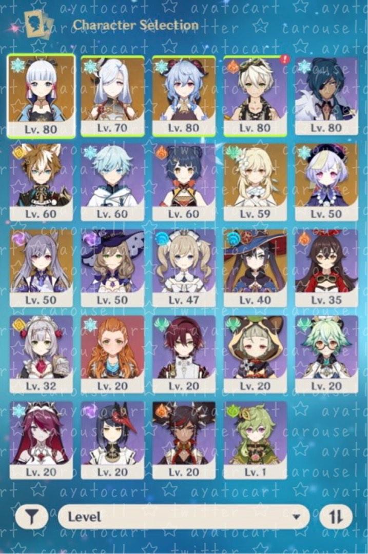 Compte Genshin Impact AR 50 - Personnages : Ganyu, Yoimiya, Venti, Keqing, Qiqi - EU
