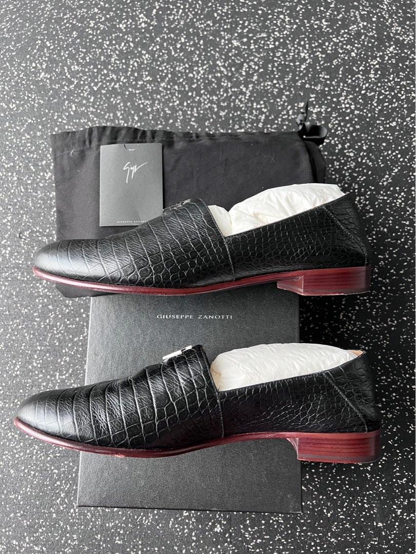 Giuseppe Zanotti black croc effect leather dress shoes for men men s black formal shoes mens black party shoes moccasin s loafers for men RRP
