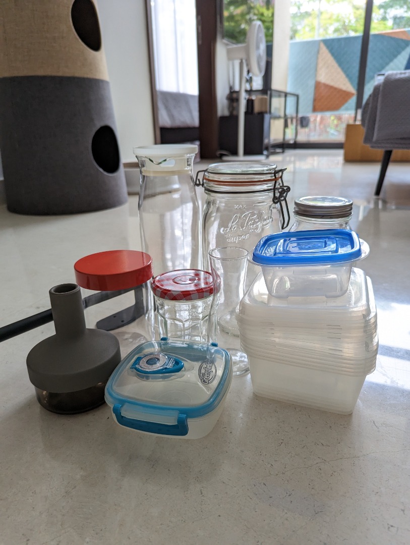 *FREE* Glass / Plastic Containers + Water Jug, Furniture & Home Living