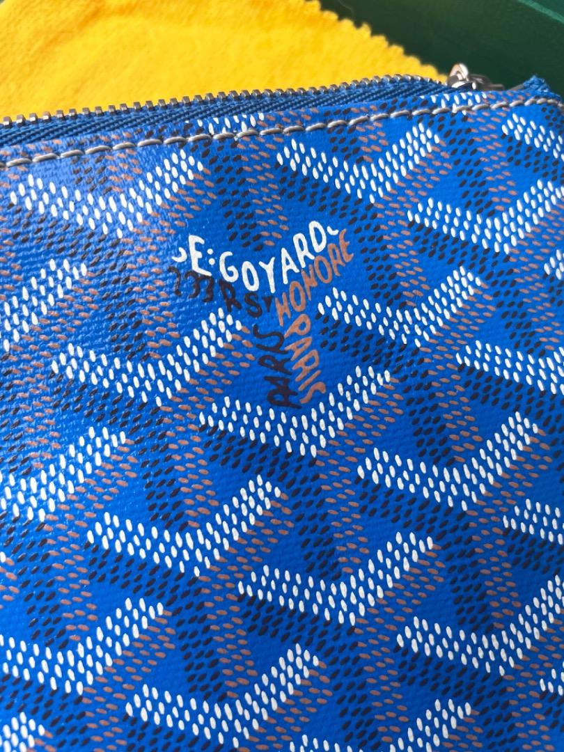 Goyard Senat Pouch MM Sky Blue in Canvas/Calfskin with Palladium