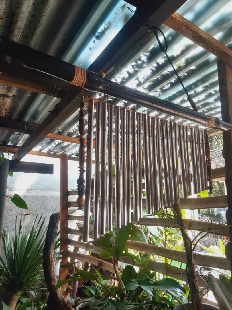 Hanging lucky windchime big (Category: Wall Decor) located in Antipolo. Submitted by blueshopvintage (Listing ID 1192116878, Image 3). Description: metal tubes in bamboo heads hanging windchime 3ft length perfect for your indoor garden or balcony #windchimes #blueshopgreens.