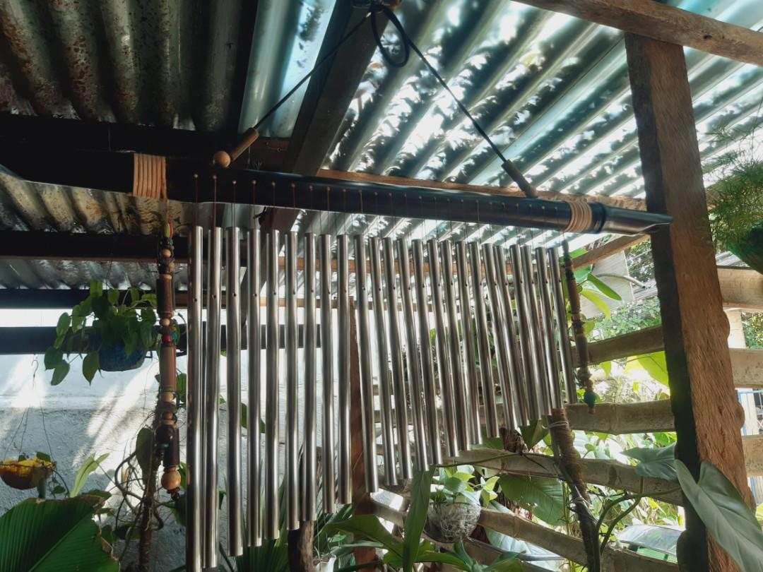 Hanging lucky windchime big (Category: Wall Decor) located in Antipolo. Submitted by blueshopvintage (Listing ID 1192116878, Image 2). Description: metal tubes in bamboo heads hanging windchime 3ft length perfect for your indoor garden or balcony #windchimes #blueshopgreens.