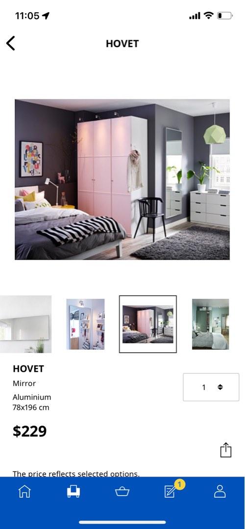 HOVET mirror, black, 303/4x771/8 - IKEA