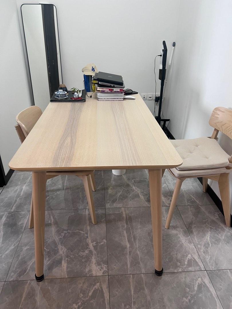 IKEA Wood Table and chair, Furniture & Home Living, Furniture, Tables