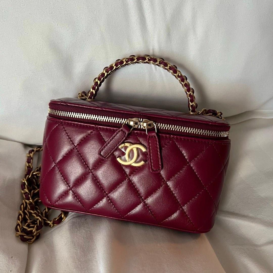CHANEL A93344 SILVER LEATHER FILIGREE VANITY CASE LARGE WITH CARD NO.22  SHOULDER BAG 237036611 EK, Luxury, Bags & Wallets on Carousell