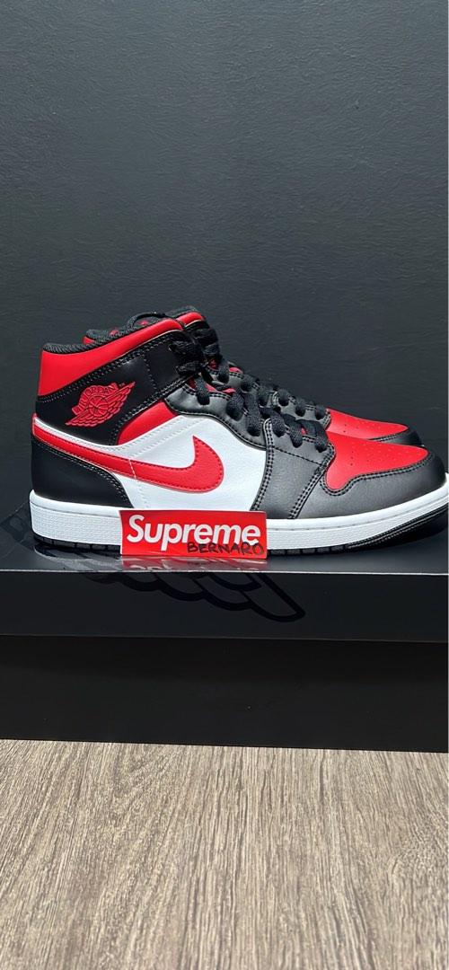 Jordan 1 Mid Bred Toe (2022), Men's Fashion, Footwear, Sneakers on