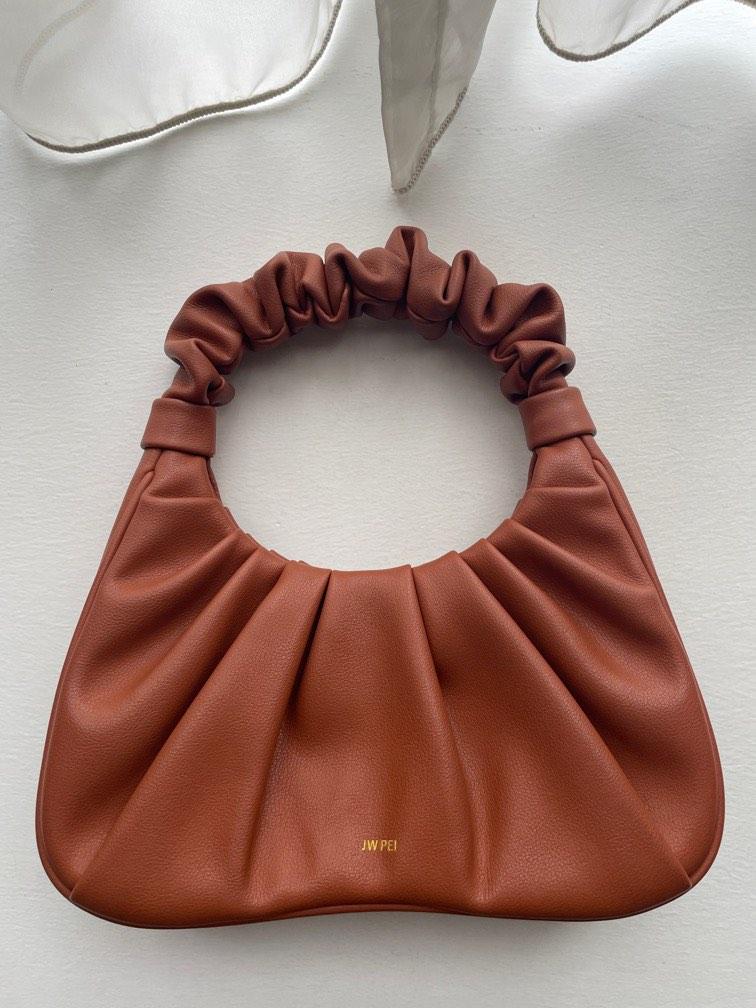 JW PEI Vegan Leather Gabbi Ruched Hobo Handbag - NUTELLA Color