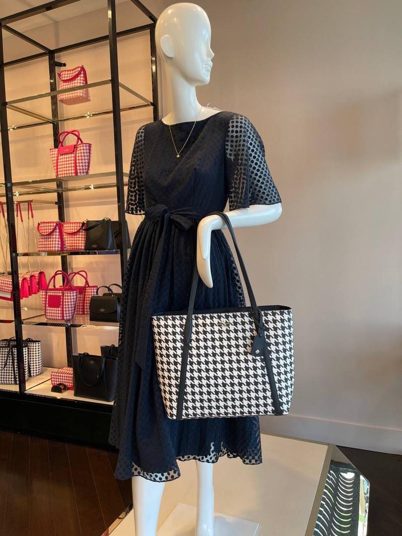Kate Spade Cara Tote Houndstooth, Luxury, Bags & Wallets on Carousell