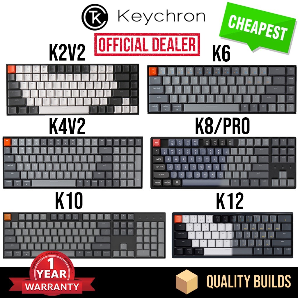 Keychron K2/K4/K6/K8/K8 Pro/K10/K12 RGB Gateron Optical Hotswap ...