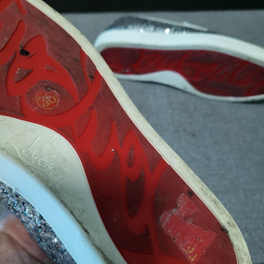 Louboutin glitter sparkling sneaker slip on shoes Luxury
