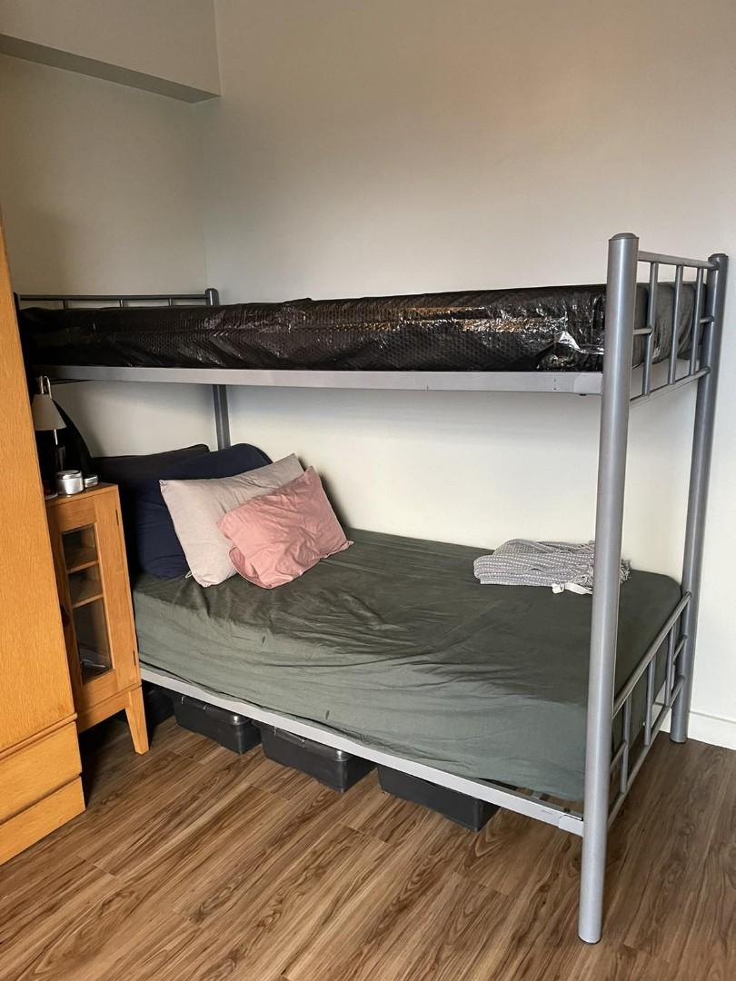 Metal double deck with mattress and without mattress, Furniture & Home