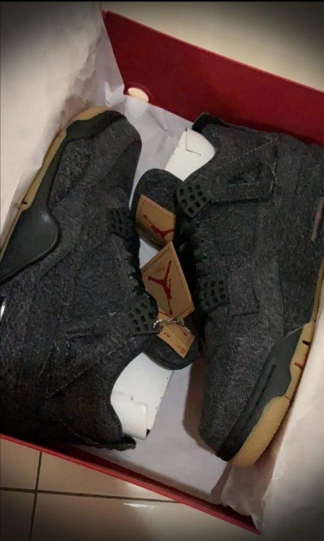jordan 4 levis black on feet
