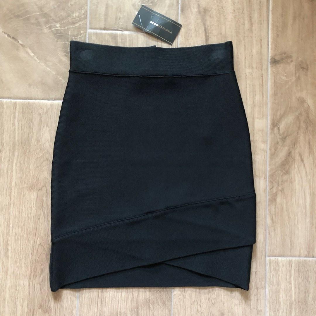 NWT Sz XXS BCBG Maxazria sylvie black bandage bodycon mini skirt