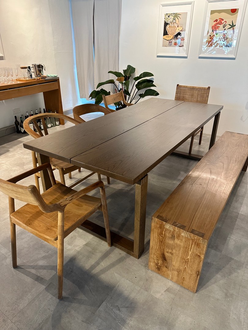 IKEA M RBYL NGA Oak Veneer Brown Stained Dining Table 220x110 cm