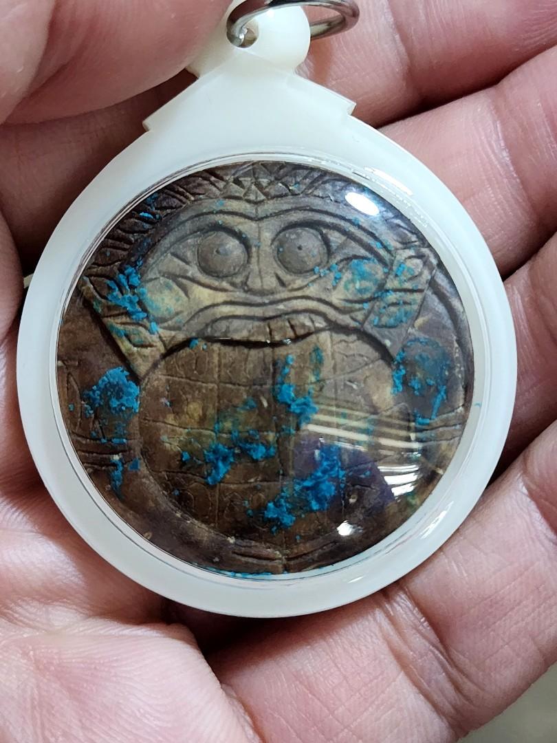 Pièce Phra Rahu Om Jun Moon Eather Pendentif Or Micron Case Thai Cadeaux Amulette Bouddha Talisman Protection Dieu Des Ténèbres Chance Fortune - France