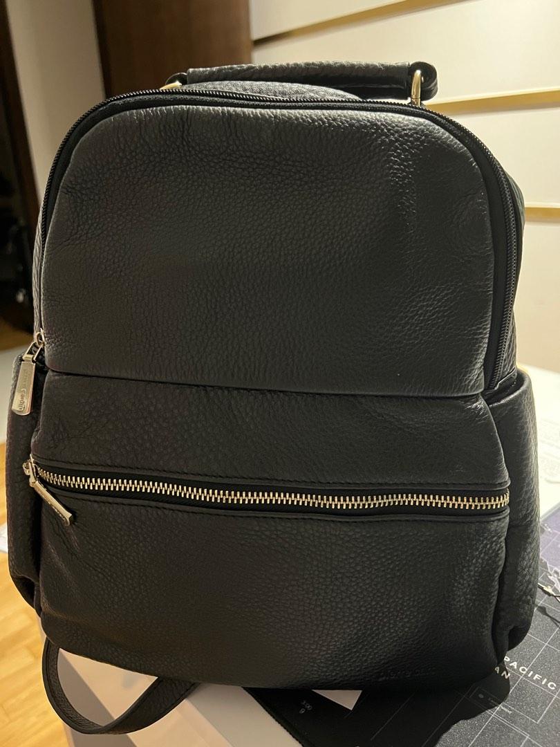 All black leather sale backpack