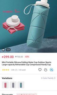 Portable Collapsible Silicone  Water Bottle (BPA-free) 600ml