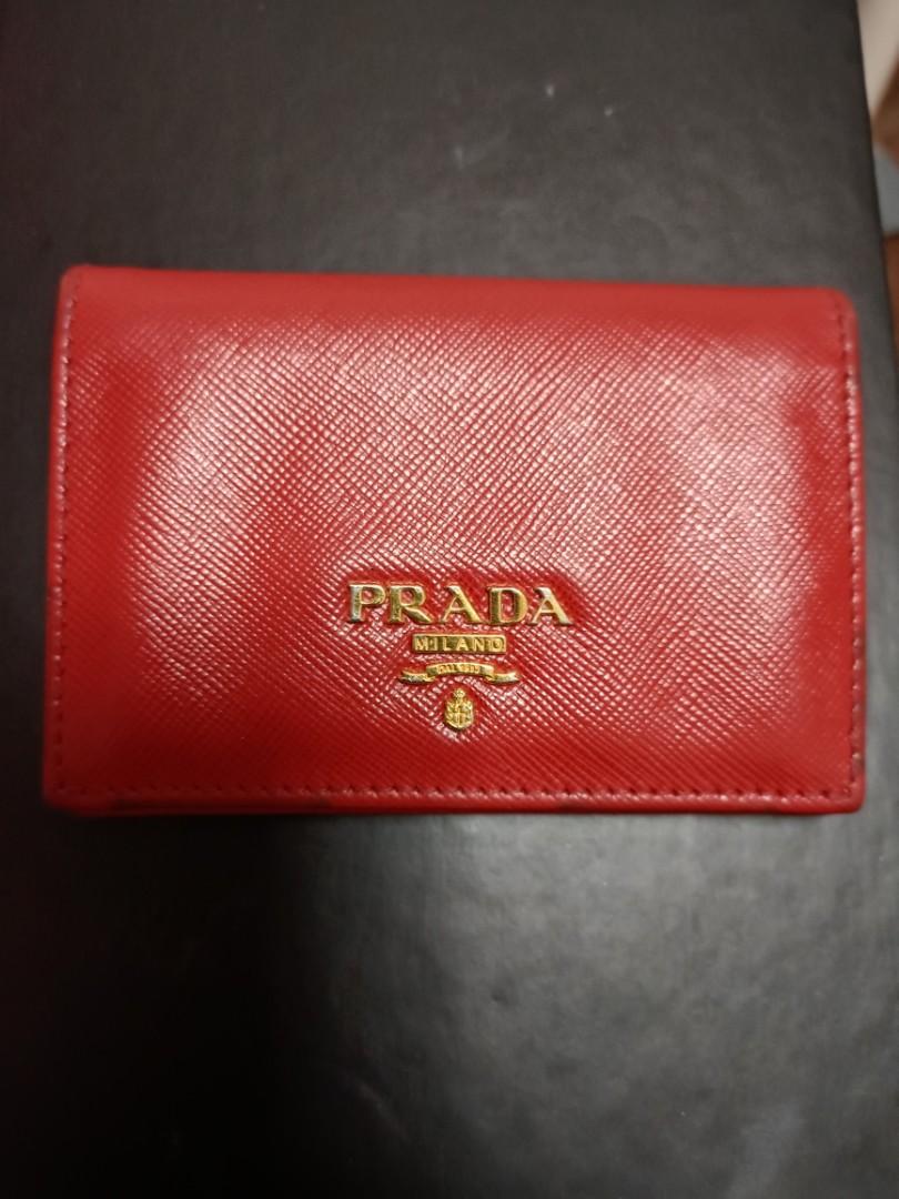 Fiery Red Leather Small Saffiano Compact Wallet