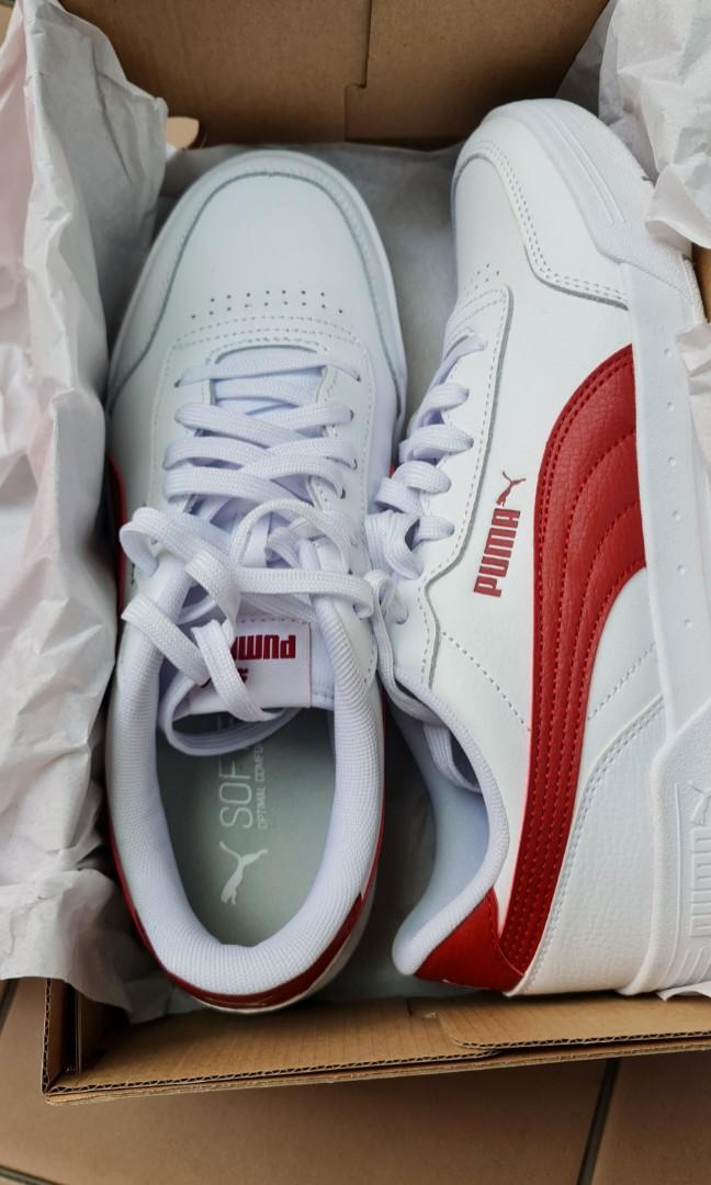 Red leather hotsell pumas
