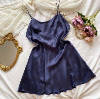RARE Y2k Victoria Secret navy blue silk slip dress