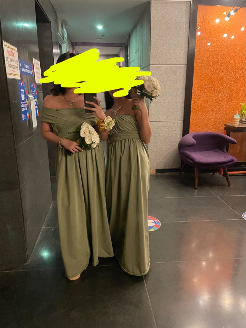 Sage green bridesmaid infinity dress, Women's Fashion, Dresses & Sets