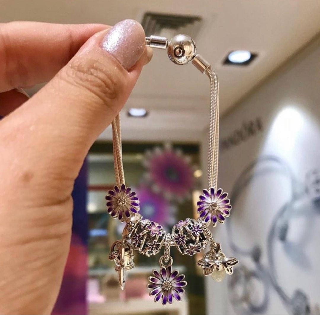 Purple and gold pandora bracelet on sale