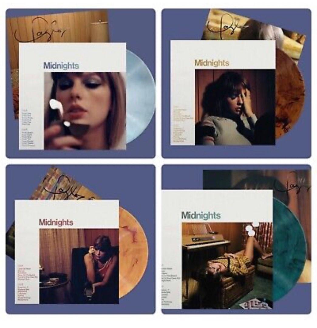 [SIGNED] Taylor Swift — Midnights Vinyl LP Record with Hand Signed Photo  (Moonstone Blue / Jade Green / Blood Moon / Mahogany)