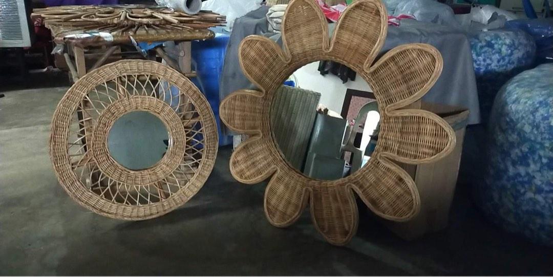 Sun flower design full weaved wicker/ Rattan Wall mirror (Category: Mirrors) located in Paranaque City. Submitted by FLess.ph (Listing ID 1192062601, Image 1). Description: Available on hand!! 18 inches( mirror size ) 36 inches total diameter Php 2980 #wow100 .