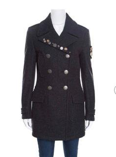 💕$3500  SUPER STYLISH💕 Prada Sport Grey Wool and Alpaca Button Embellished Double Breasted Coat