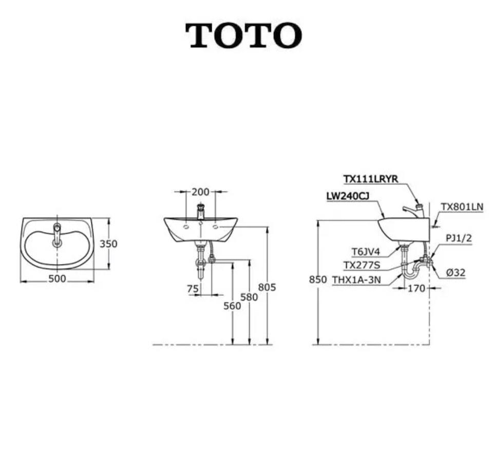 Toto Wall Hung Basin LW240CJ (BNIB), Furniture & Home Living, Bathroom